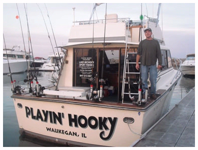 Captain John on the Playin' Hooky Chicago and Waukegan Salmon Fishing Charter Boat